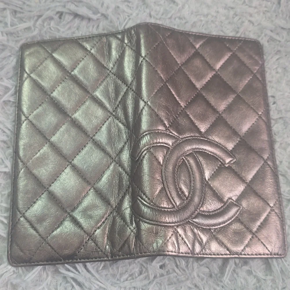 Chanel Metallic Bronze Cambon Long Bifold Wallet W/ Silver Hardware (EUC)✨️🩶✨️ - Picture 3 of 12